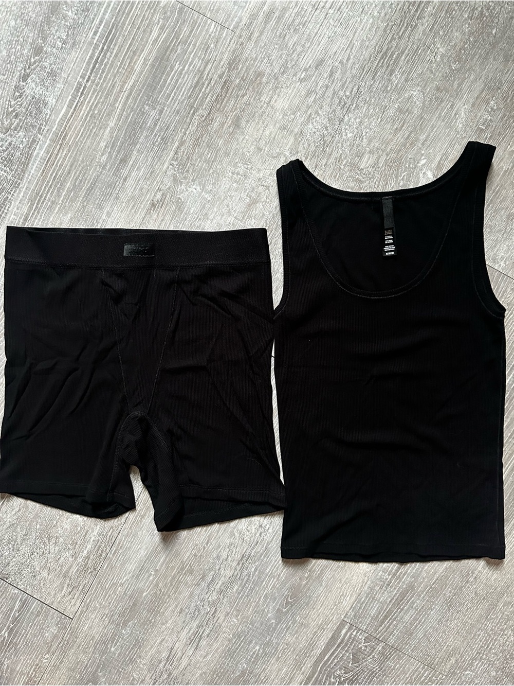 SKIMS Black Tank Top and Boxer Brief Set